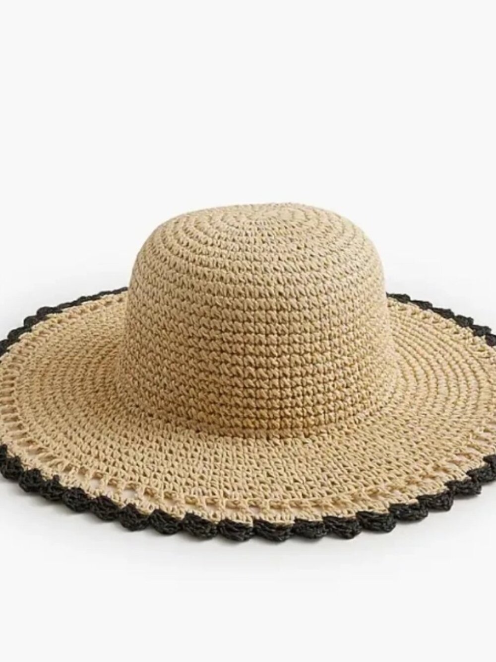 J. Crew Black Trimmed Straw Hat, M/L, NWT